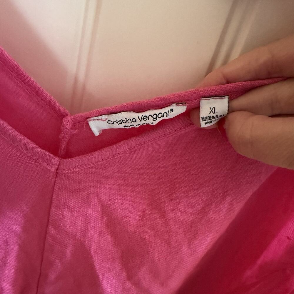 Cristina Vergani 100% Linen Women’s Sleeveless Pink High Low Maxi Dress Sz XL - Picture 5 of 11